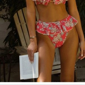 Montce Swim Vintage Floral Tamarindo Ruffle Bikini Bottom